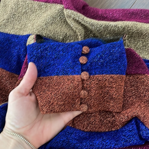 Oseree Highneck Halter Dress in Shimmery Stripe Size S - Picture 10 of 11